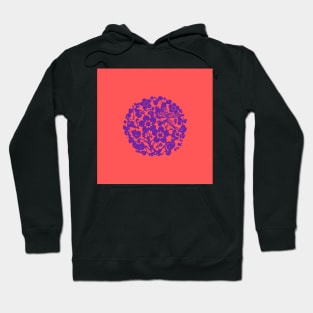 Traditional Chinese Paper Cutting Floral Pattern - Hong Kong Retro Bright Coral with Purple Symbol Hoodie